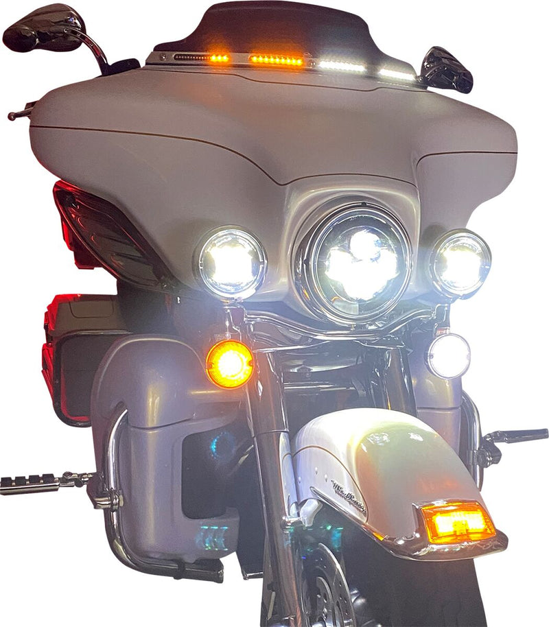 Genesis® 4 Dynamic LED Batwing Windshield Trim Amber / White For Harley Davidson FLHTCUI 1450 EFI 1999-2005