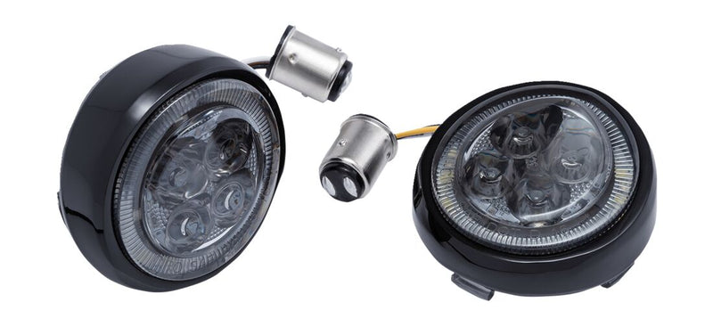 Fang Front Turn Signal Light Inserts For Harley Davidson FLD 1690 2012-2013