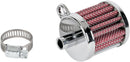 Mini Crankcase Vent Filter Chrome / Red - 38.10 MM | Vendor No 35-0322BC-114