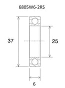 B3 Bearing - 25 X 37 X 6 MM