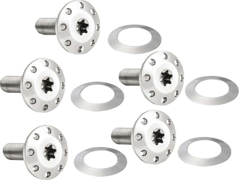 Holeshot Front Floating Brake Rotor Bolt Kit Polished / Silver For Harley Davidson FLHR 1690
