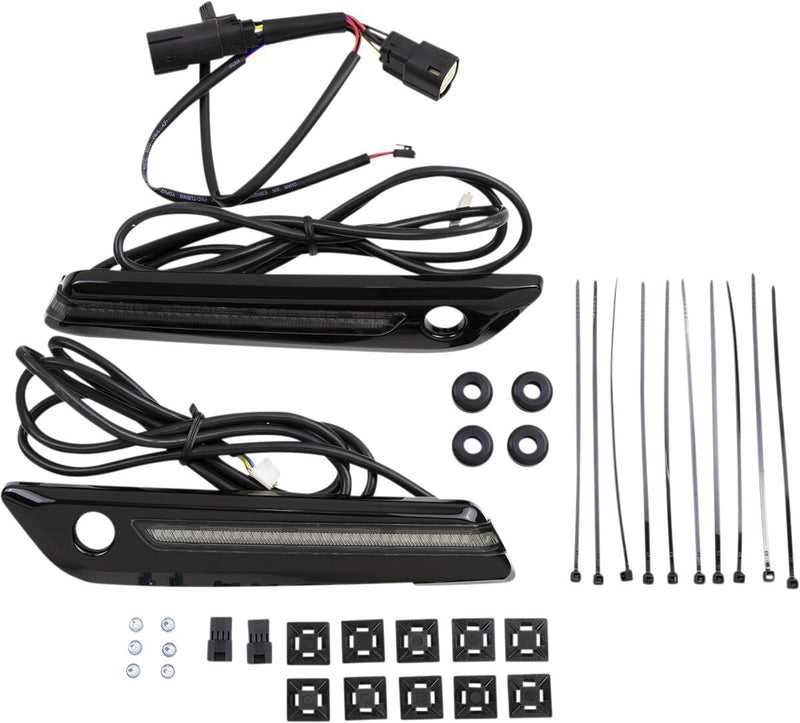 LED Saddlebag Hinge Covers Black / Gloss Harley Davidson FLH 1868 ABS 2021