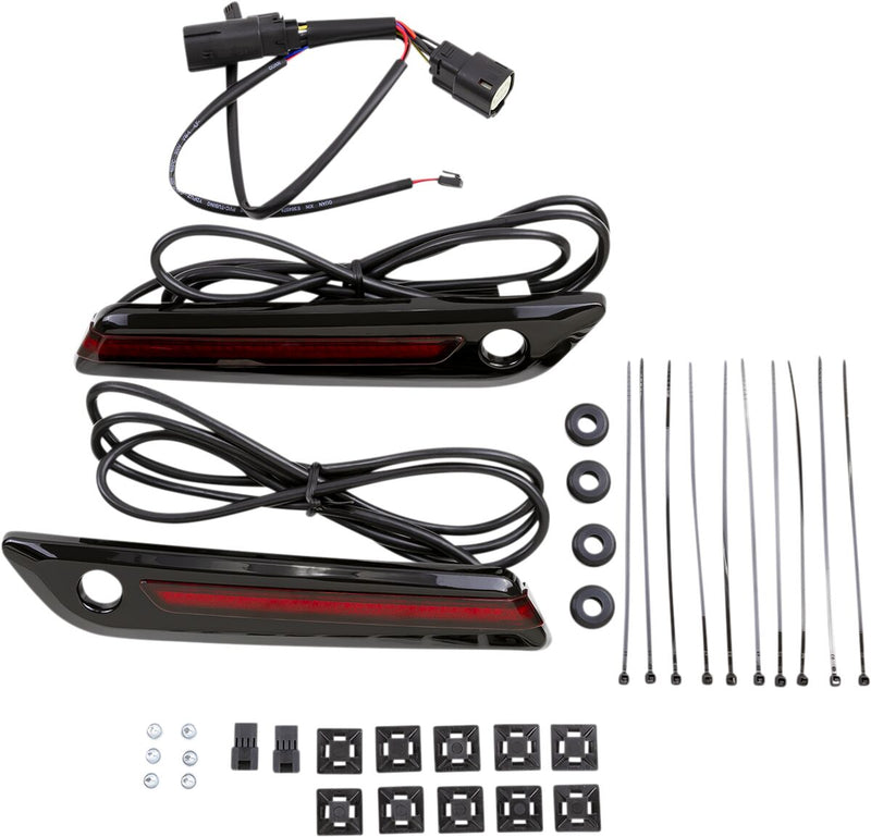 LED Saddlebag Hinge Covers Black / Gloss For Harley Davidson FLH 1868 ABS 2021