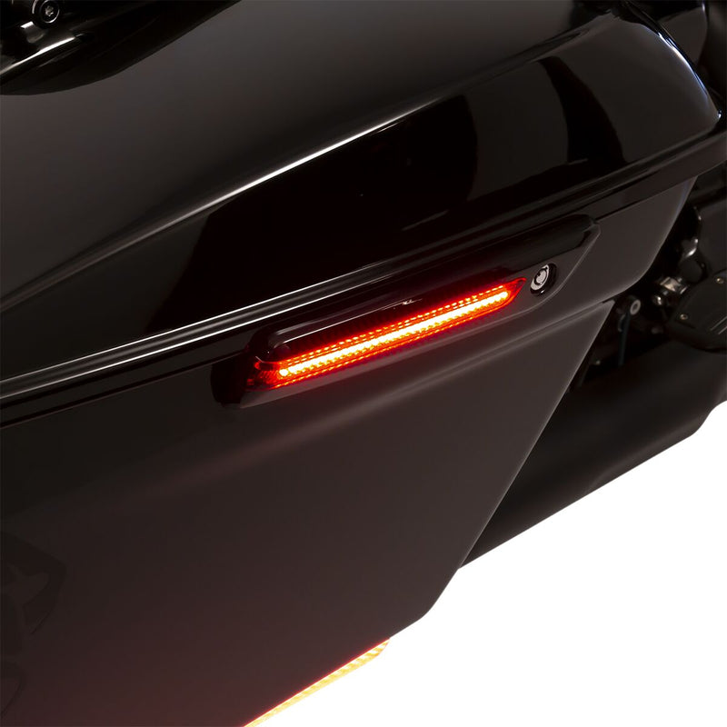 LED Saddlebag Hinge Covers Black / Gloss For Harley Davidson FLH 1868 ABS 2021