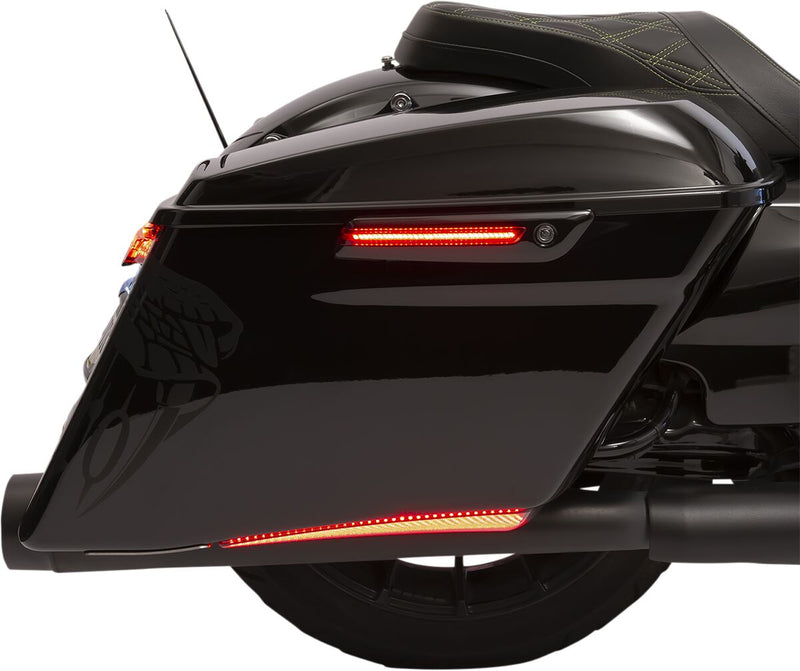 LED Saddlebag Hinge Covers Black / Gloss For Harley Davidson FLH 1868 ABS 2021