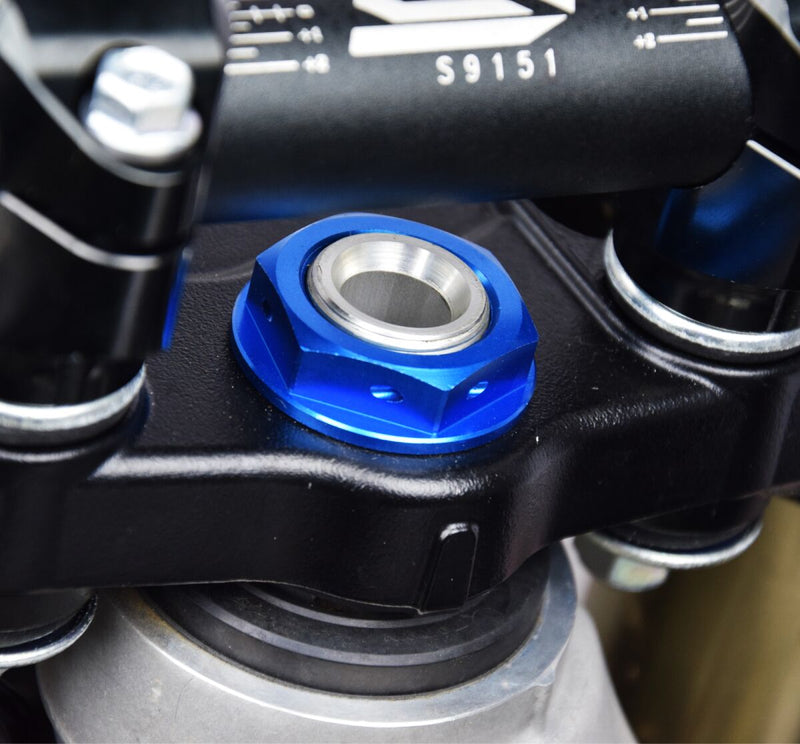 Steering Nut Blue For Kawasaki KLX 450 R 2008-2009