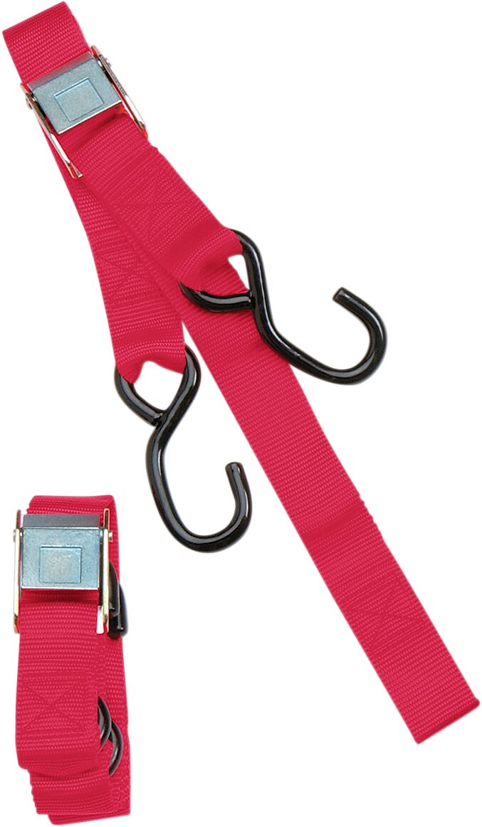 1" Heavy-Duty Cam Buckle Tie-Downs With Built-In Assist Red