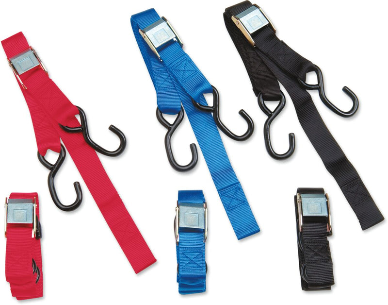 1" Heavy-Duty Cam Buckle Tie-Downs With Built-In Assist Red