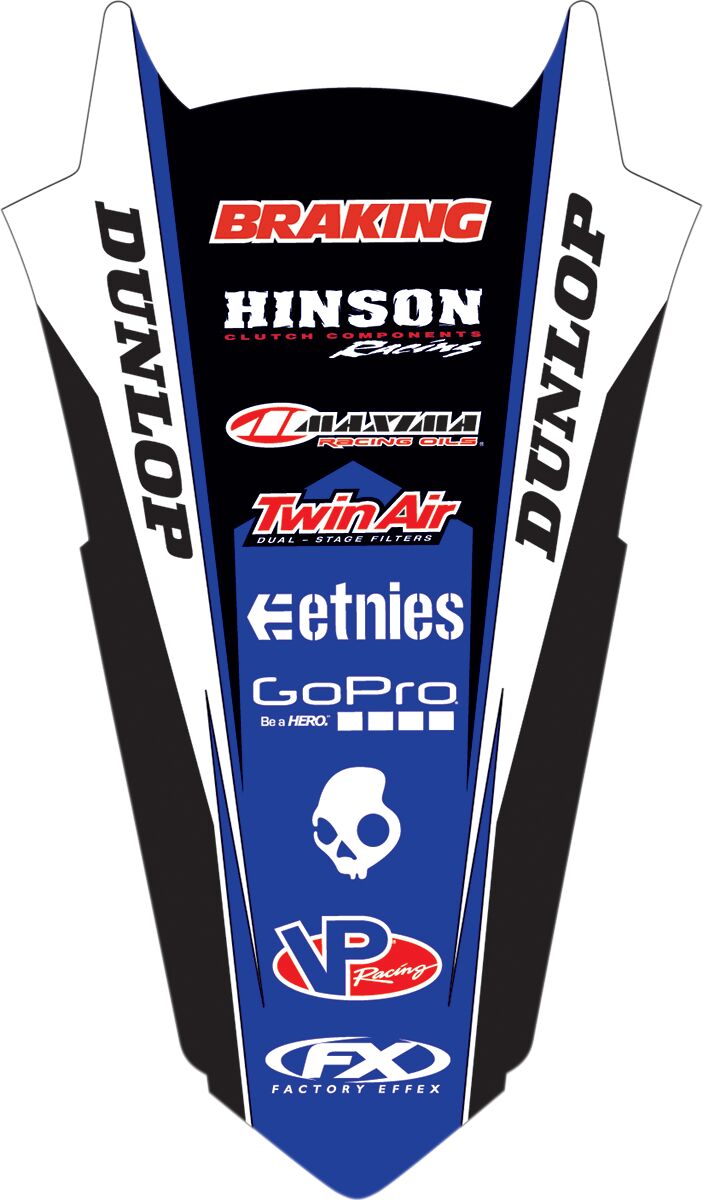 Factory Effex Rear Fender Graphic Kit Black / Blue For Yamaha YZ 250 F 2011