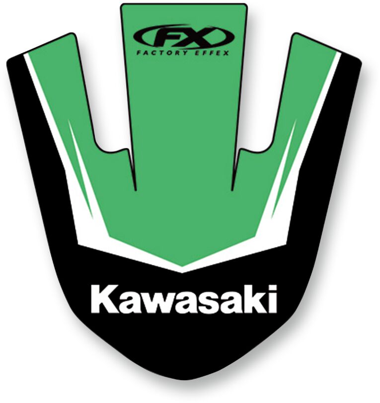 Factory Effex Front Fender Graphic Kit Black / Green / White For Kawasaki KX 100 2014