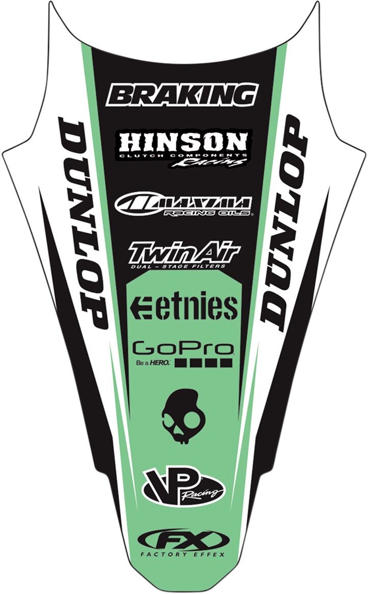 Factory Effex Rear Fender Graphic Kit Black / Green For Kawasaki KX 250 F 2017