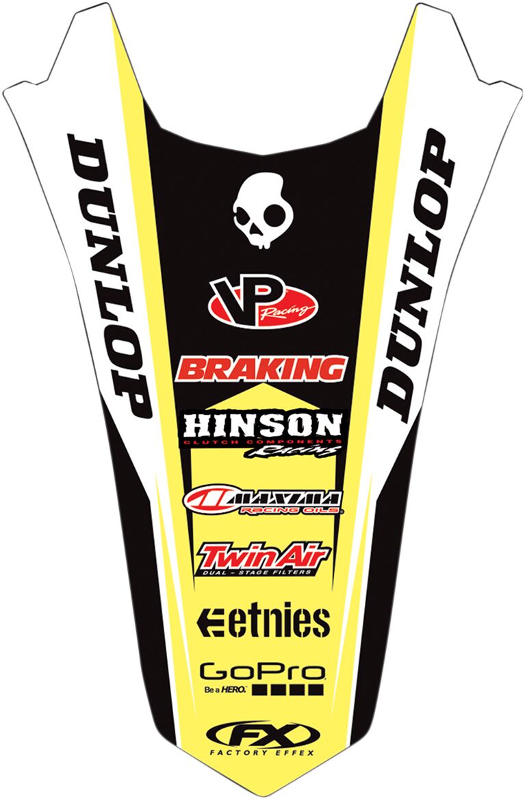 Factory Effex Rear Fender Graphic Kit Black / Yellow For Suzuki RM 80 2001