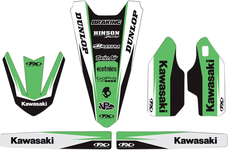 Factory Effex Trim Graphics Kit Black / Green / White For Kawasaki KX 125 M 2005