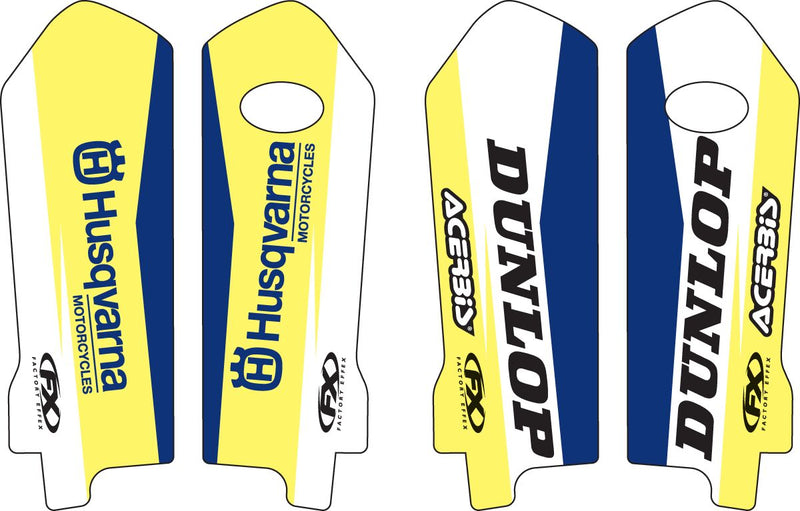 Factory Effex Lower Fork Guard Graphics Blue / White / Yellow For Husqvarna FC 250 2014