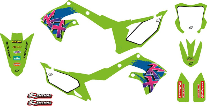Graphic Kit Retro Blue / Green / Pink For Kawasaki KX 250 2021-2024