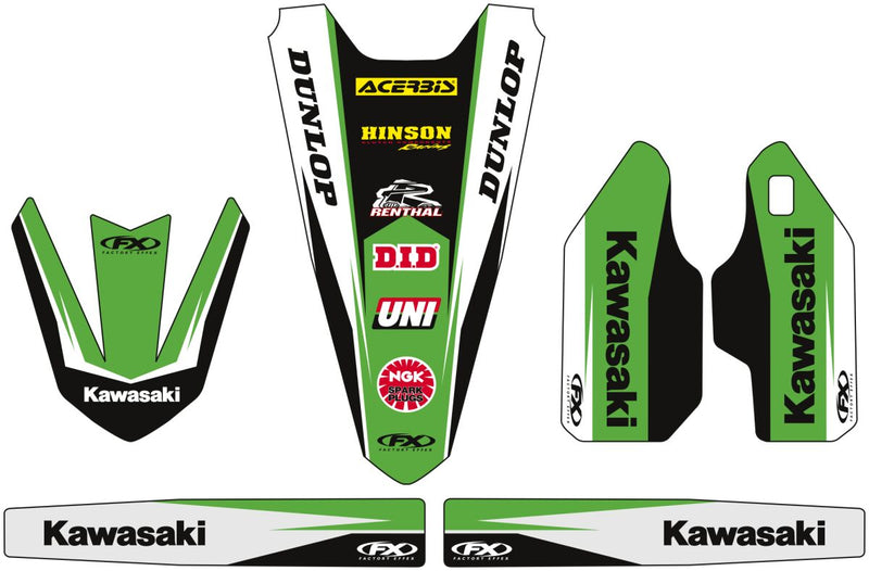 Factory Effex Trim Graphics Kit Black / Green For KX450 24