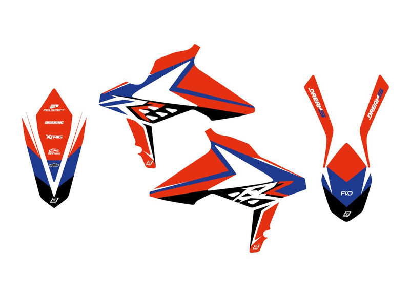 Dream 5 Graphic Kit Black / Blue / Orange / White For Beta RR 125 2013-2017