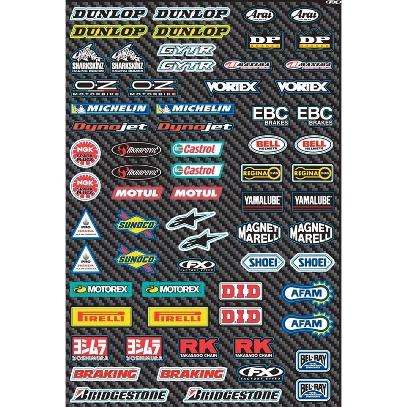 Factory Effex Sponsor/Logo Sticker Sheet Multi