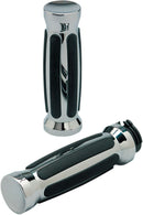 Custom Straight Rubber Grips Black / Chrome - 12.7 CM