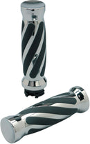 Custom Twisted Rubber Grips Black / Chrome - 12.7 CM