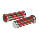 Handlebar Grip Set 'Rail' With Red Rubber Inlay For 74-23 H-D With 1 Inch diameter grip area