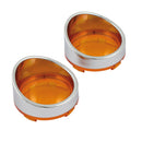 Turn Signal Lens Set With Visor Amber Lens For 00-23 H-D With Bullet Turn Signals