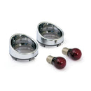 Turn Signal Lens Set With Visor Light Smoke Lens Red Bulb For 00-23 H-D With Bullet Turn Signals