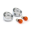 Turn Signal Lens Set With Visor Clear Lens Amber Bulb For 00-23 H-D With Bullet Turn Signals