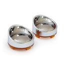 Turn Signal Lens Set With Visor Mirror Amber Lens For 00-23 H-D With Bullet Turn Signals