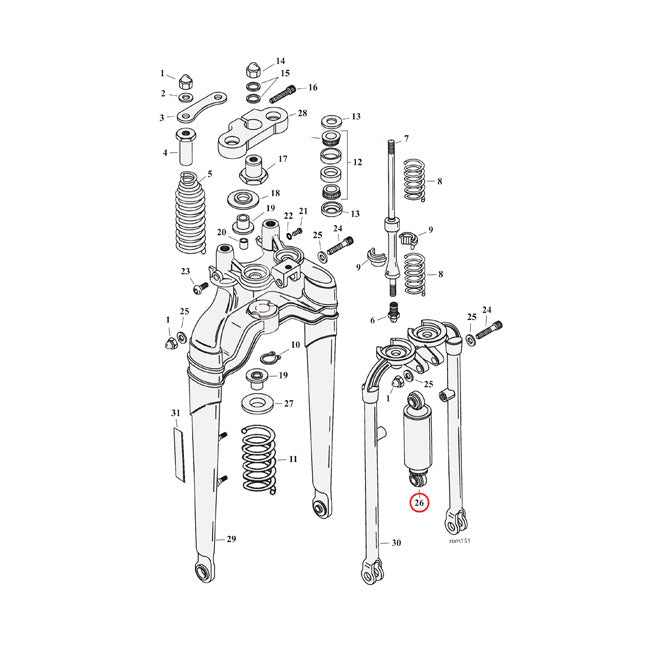 Softail Springer Shock Absorber Front Chrome