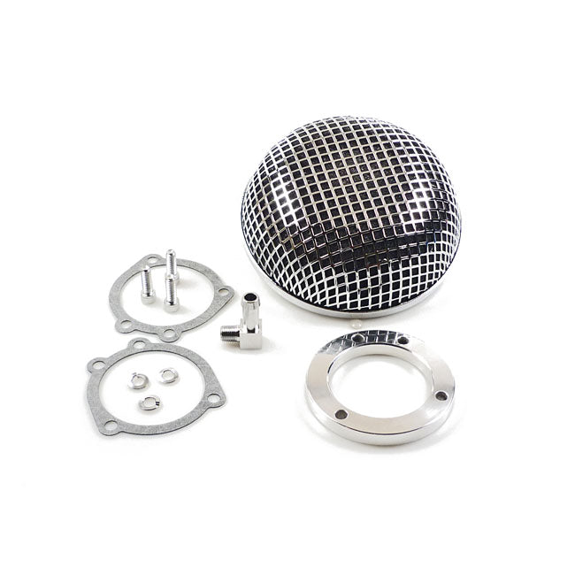 Breather Style Air Cleaner Assembly Round Chrome For 90-17 BT