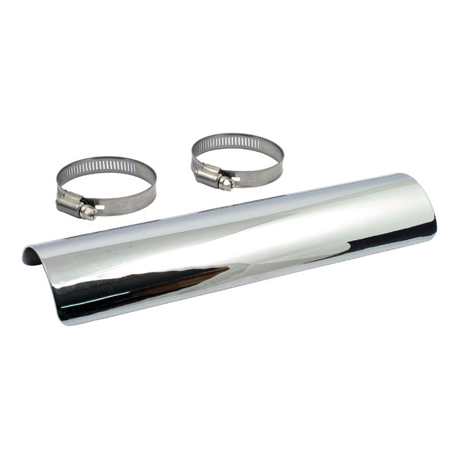 Universal Smooth Heat Shield 10 Inch Long Chrome For 1-3/4 Inch exhaust pipes