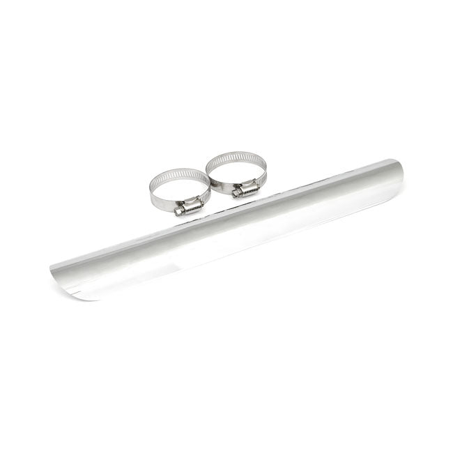 Universal Smooth Heat Shield 14 Inch Long Chrome For 2-1/4 Inch exhaust pipes