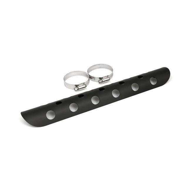 Universal Bullet Hole Heat Shield 14 Inch Long Black For 1-3/4 Inch exhaust pipes