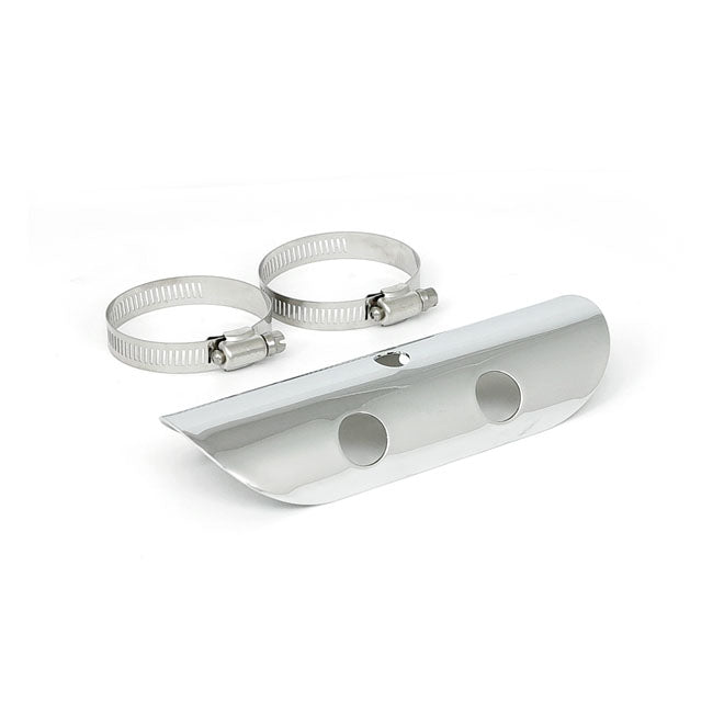 Universal Bullet Hole Heat Shield 7 Inch Long Chrome For 2-1/4 Inch exhaust pipes