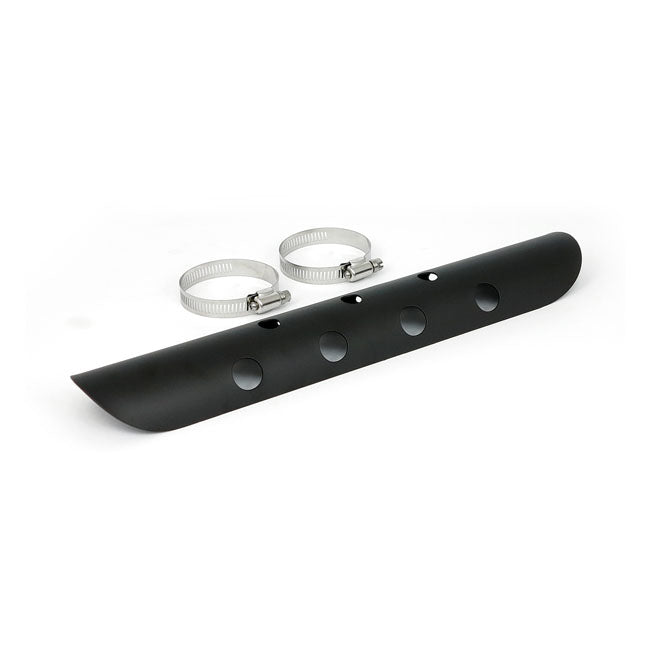 Universal Bullet Hole Heat Shield 14 Inch Long Black For 2-1/4 Inch exhaust pipes