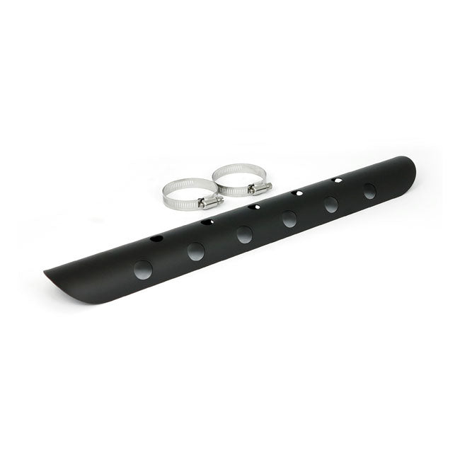 Universal Bullet Hole Heat Shield 18 Inch Long Black For 2-1/4 Inch exhaust pipes
