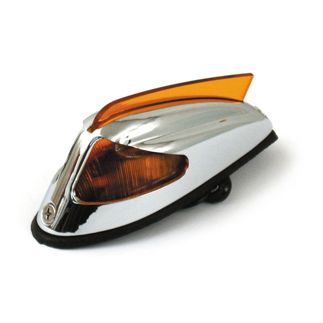 50-57 Style Front Fender Light Chrome Amber Lens