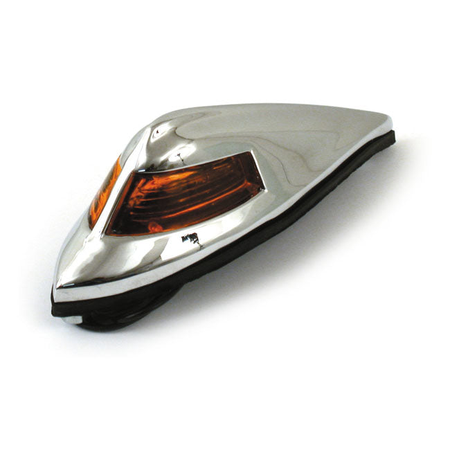 Antique Style Front Fender Light Chrome Amber Lens For 65-84 FL