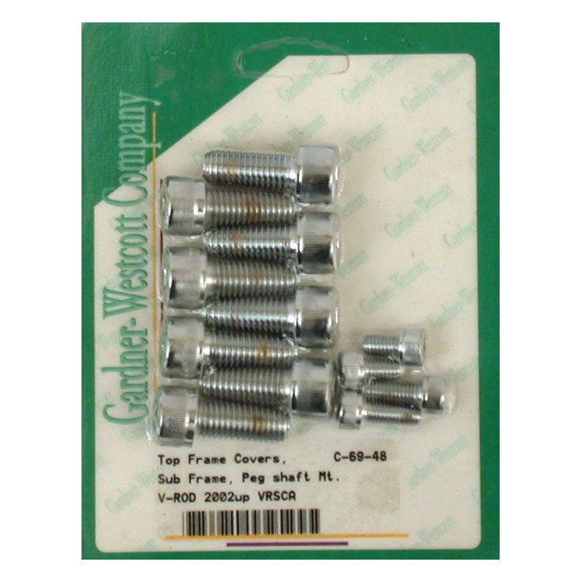 Frame Screws With Top Covers. Set For 02-17 V-Rod Stainless