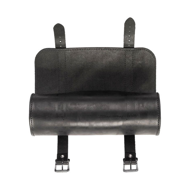 Leather Tool Roll Black With Chrome Buckles