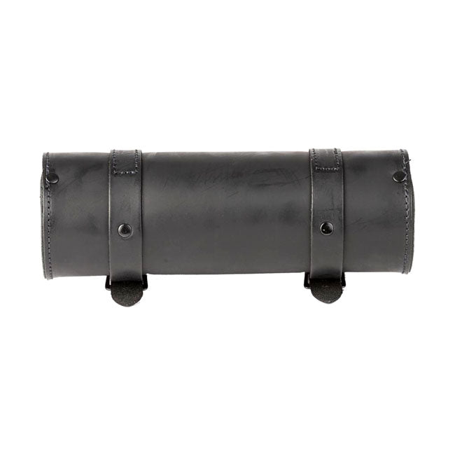 Leather Tool Roll Black With Chrome Buckles