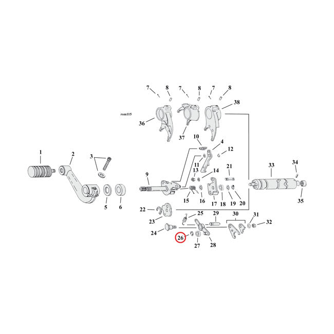 Retaining Ring Detent Arm Transmission