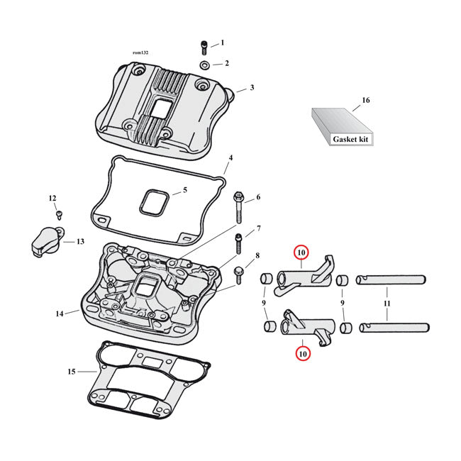 Rocker Arm Rear Exhaust / Front Intake For 84-17 BT Excl. M8