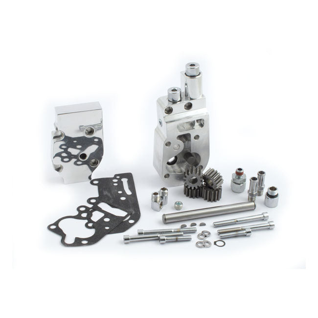 Flow Pro 1 Billet Oil Pump Kit Polished With Bottom Feed For 73-91 B.T. NU