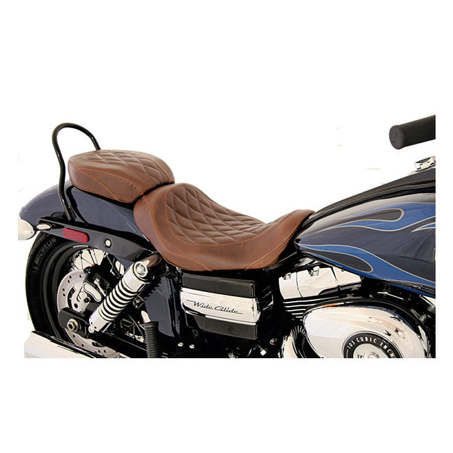 Wide Tripper Solo Seat Diamond Brown For 06-17 Dyna (Excl. 14-17 Fat Bob) (NU)