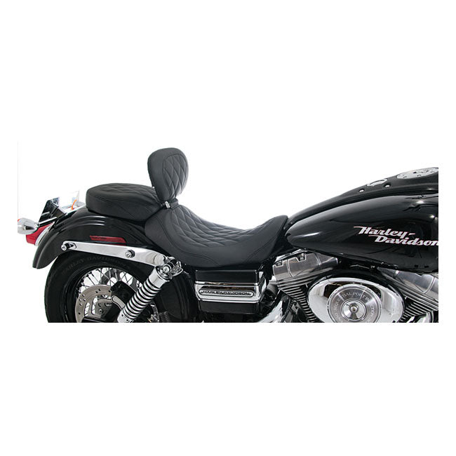 Wide Tripper Solo Seat Diamond With Rider Backrest Black For 06-17 Dyna (Excl. 14-17 Fat Bob) (NU)