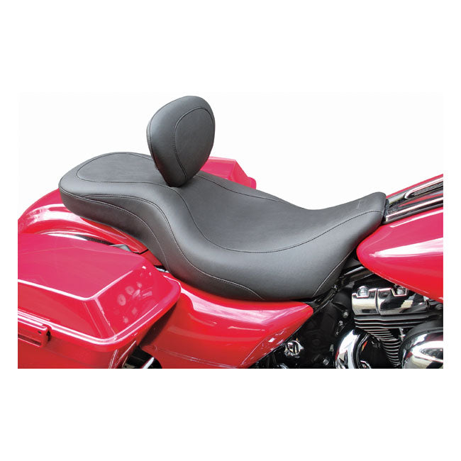 Wide Tripper 2-Up One-Piece Seat, With Backrest Black For 08-21 Touring