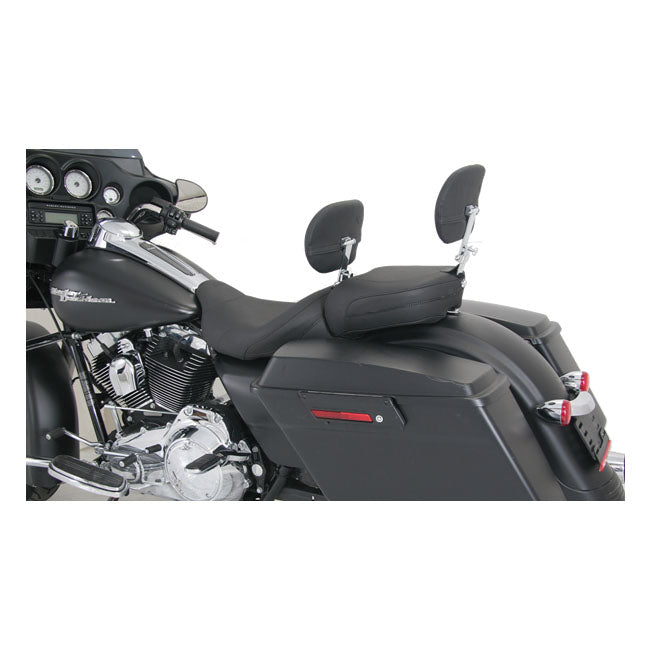 Passenger Seat Recessed With Backrest Black For 97-21 FLT/Touring