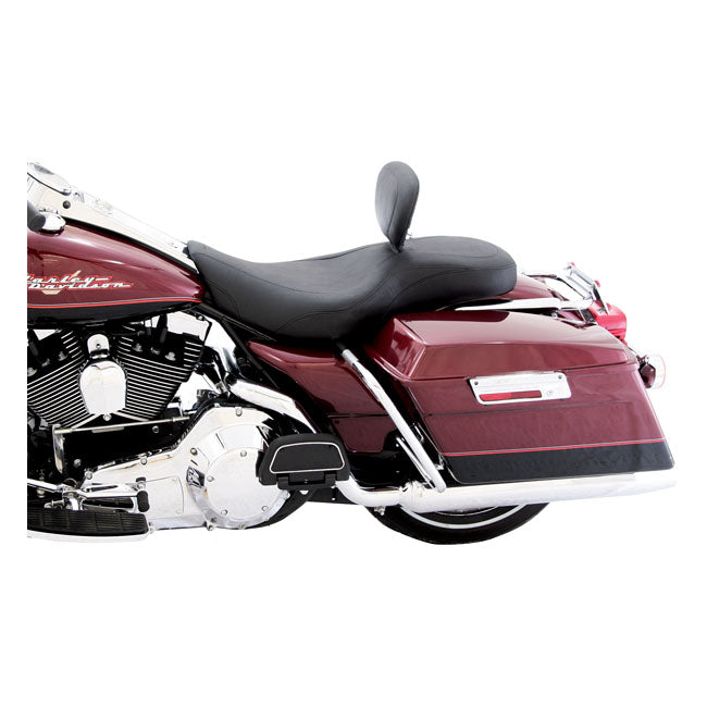 Wide Tripper 2-Up One-Piece Seat With Backrest Black For 97-07 FLHR